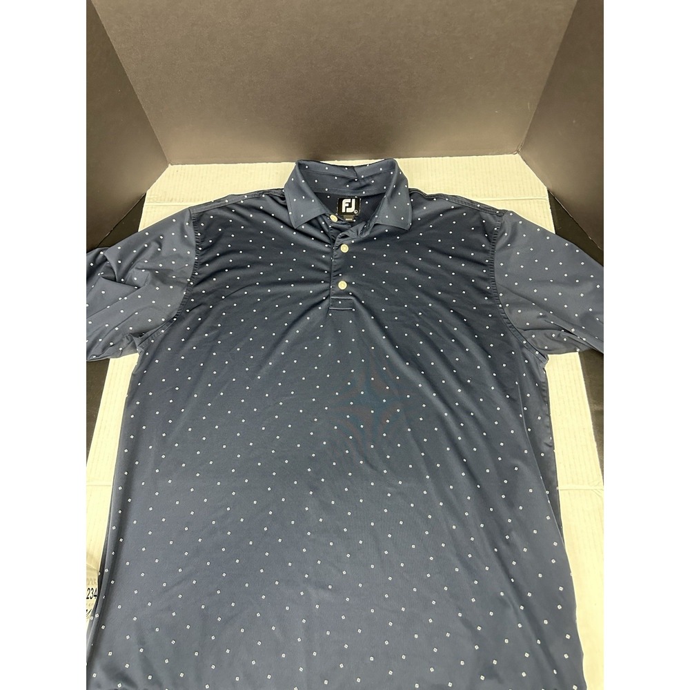 FootJoy Polo Shirt Mens Large Blue FJ Logo Print AOP Golf The Preserve Logo